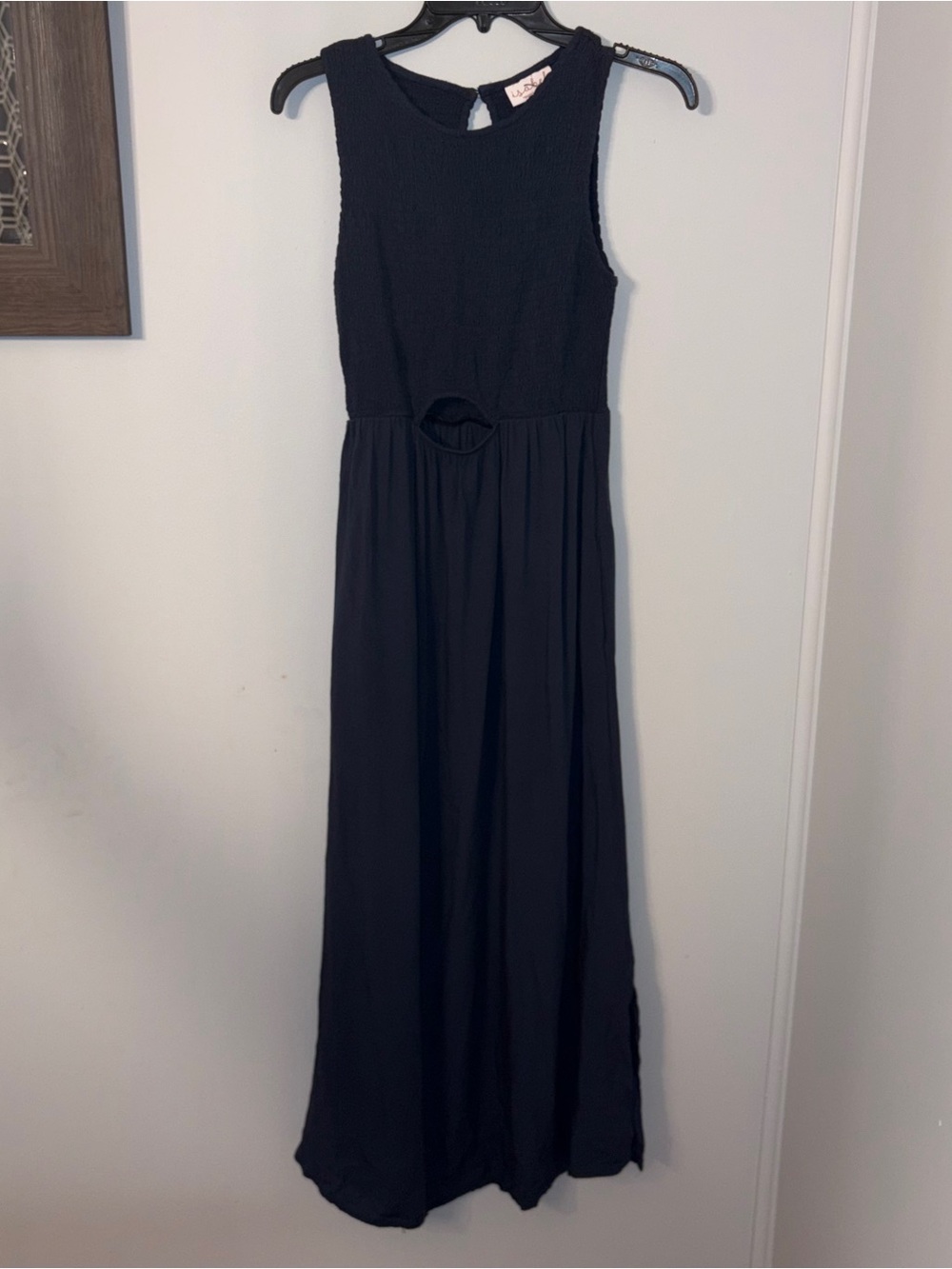 Isabel Maternity Smocked Cut Out Maxi Maternity Dress Navy Blue Size XS